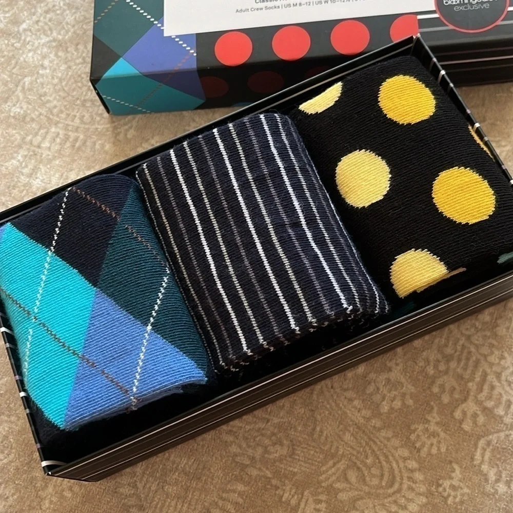 Brand New Men’s Dress Socks Colorful Argyle Patterned Cotton 3 Pack Gift Box